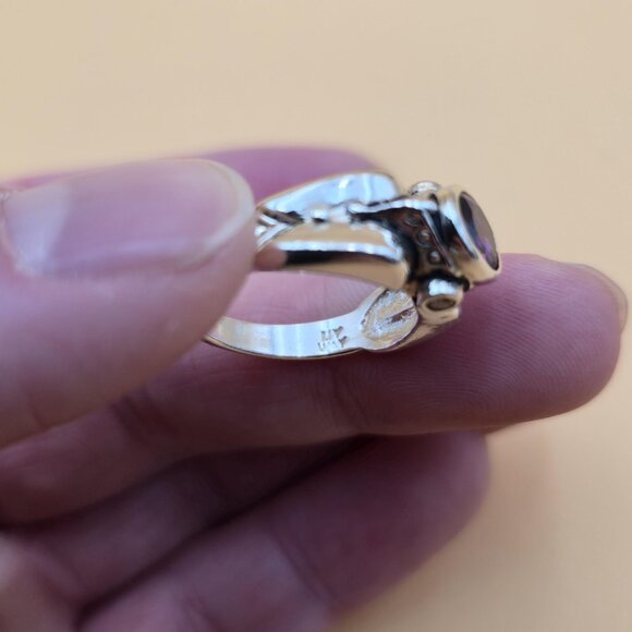 Size 7.75 Sterling Silver Unique Design Cubic Zirconia Gems Ring A6024 - Picture 7 of 10